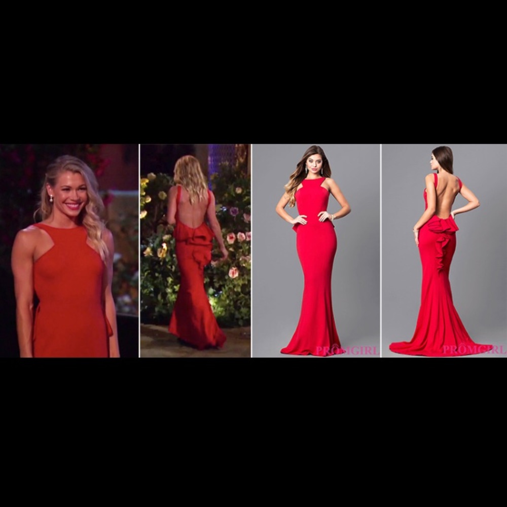 Red long evening dress